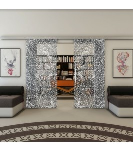Glasschiebetür SLIM-LINE - Fineprint Model 008 Weiss auf Grauglas