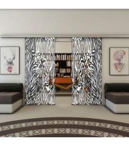 Glasschiebetür SLIM-LINE - Fineprint Model 017 Weiss auf Grauglas