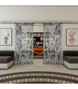 Glasschiebetür SLIM-LINE - Fineprint Model 020 Weiss auf Grauglas