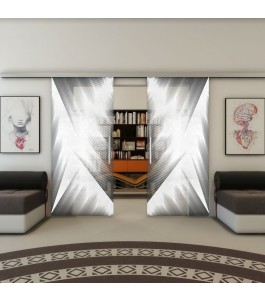 Glasschiebetür SLIM-LINE - Fineprint Model 026 Weiss auf Grauglas