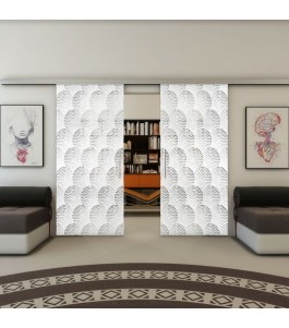 Glasschiebetür SLIM-LINE - Fineprint Model 029 Weiss auf Grauglas