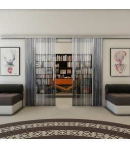 Glasschiebetür SLIM-LINE - Fineprint Model 052 Weiss auf Grauglas