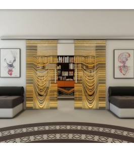 Glasschiebetür SLIM-LINE - Fineprint Model 073 Gold auf Grauglas