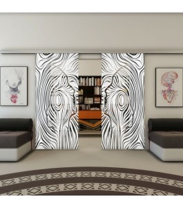 Glasschiebetür SLIM-LINE - Fineprint Model 074 Weiss auf Grauglas