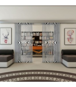 Glasschiebetür ECO-LINE - Fineprint Model 058 Weiss auf Grauglas
