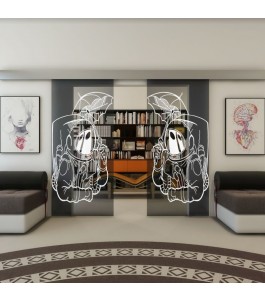 Glasschiebetür ECO-LINE - Fineprint Model 126 Weiss auf Grauglas