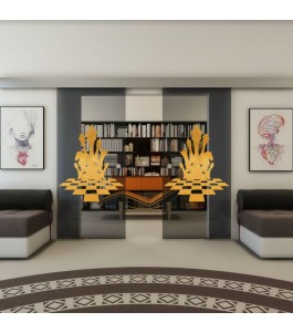 Glasschiebetür ECO-LINE - Fineprint Model 136 Gold auf Grauglas