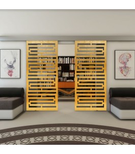 Glasschiebetür ECO-LINE - Fineprint Model 153 Gold auf Grauglas