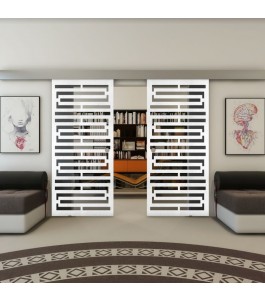 Glasschiebetür ECO-LINE - Fineprint Model 153 Weiss auf Grauglas