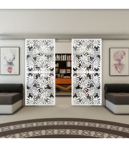 Glasschiebetür ECO-LINE - Fineprint Model 158 Weiss auf Grauglas