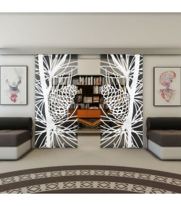 Glasschiebetür ECO-LINE - Fineprint Model 169 Weiss auf Grauglas