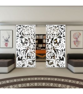 Glasschiebetür ECO-LINE - Fineprint Model 170 Weiss auf Grauglas