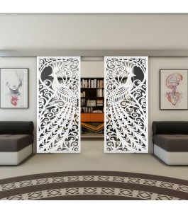Glasschiebetür ECO-LINE - Fineprint Model 172 Weiss auf Grauglas