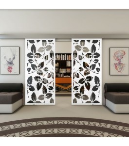 Glasschiebetür ECO-LINE - Fineprint Model 175 Weiss auf Grauglas
