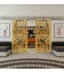 Glasschiebetür ECO-LINE - Fineprint Model 177 Gold auf Grauglas