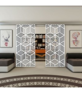 Glasschiebetür ECO-LINE - Fineprint Model 179 Weiss auf Grauglas