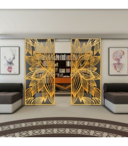 Glasschiebetür ECO-LINE - Fineprint Model 184 Gold auf Grauglas