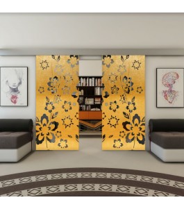 Glasschiebetür ECO-LINE - Fineprint Model 199 Gold auf Grauglas