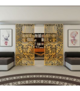 Glasschiebetür ECO-LINE - Fineprint Model 201 Gold auf Grauglas