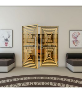 Pendeltür - Fineprint Model 014 Gold auf Grauglas