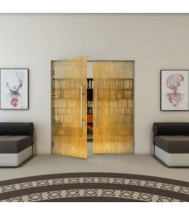Pendeltür - Fineprint Model 050 Gold auf Grauglas