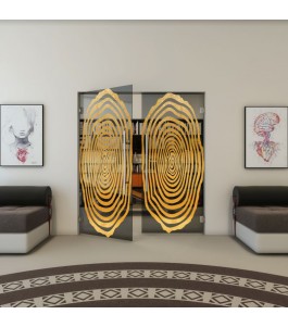 Pendeltür - Fineprint Model 109 Gold auf Grauglas