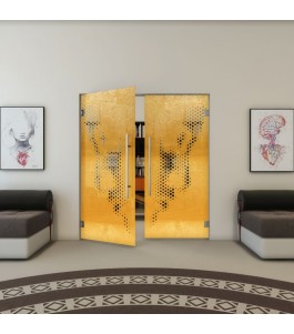 Pendeltür - Fineprint Model 120 Gold auf Grauglas