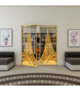 Pendeltür - Fineprint Model 132 Gold auf Grauglas