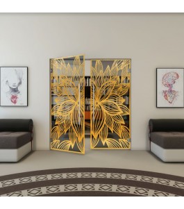 Pendeltür - Fineprint Model 184 Gold auf Grauglas