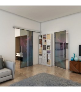 Glasschiebetür SLIM-LINE - Fineprint Model 009 Verlauf auf Grauglas