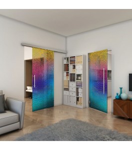 Glasschiebetür SLIM-LINE - Fineprint Model 015 Verlauf auf Grauglas