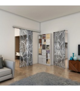 Glasschiebetür SLIM-LINE - Fineprint Model 020 Weiss auf Grauglas