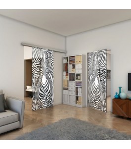 Glasschiebetür SLIM-LINE - Fineprint Model 023 Weiss auf Grauglas