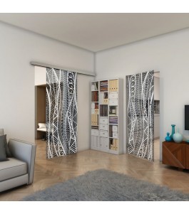 Glasschiebetür SLIM-LINE - Fineprint Model 040 Weiss auf Grauglas
