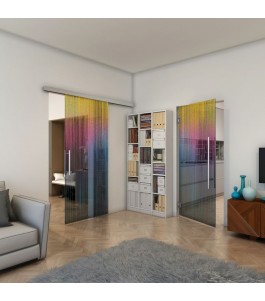 Glasschiebetür SLIM-LINE - Fineprint Model 052 Verlauf auf Grauglas