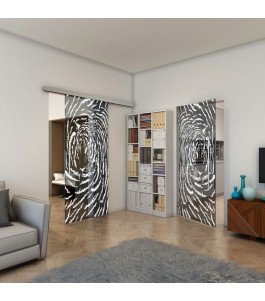 Glasschiebetür SLIM-LINE - Fineprint Model 057 Weiss auf Grauglas
