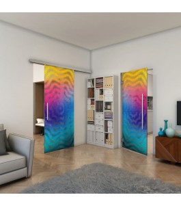 Glasschiebetür SLIM-LINE - Fineprint Model 064 Verlauf auf Grauglas