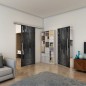 Glasschiebetür SLIM-LINE - Fineprint Modell 067 Schwarz auf Grauglas Glasschiebetür SLIM-LINE - Fineprint Modell 067 Schwarz auf Grauglas