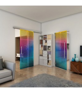 Glasschiebetür SLIM-LINE - Fineprint Model 069 Verlauf auf Grauglas