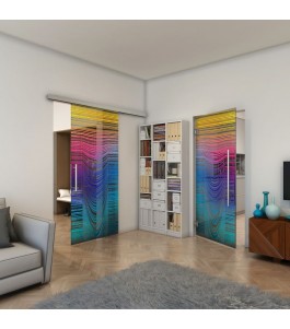 Glasschiebetür SLIM-LINE - Fineprint Model 073 Verlauf auf Grauglas