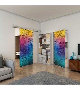 Glasschiebetür SLIM-LINE - Fineprint Model 074 Verlauf auf Grauglas