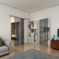 Glasschiebetür SLIM-LINE - Fineprint Modell 079 Weiss auf Grauglas