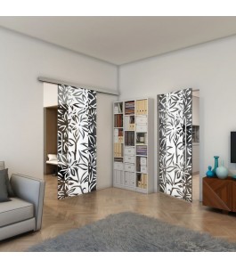 Glasschiebetür SLIM-LINE - Fineprint Model 094 Weiss auf Grauglas