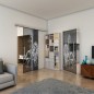 Glasschiebetür SLIM-LINE - Fineprint Modell 117 Weiss auf Grauglas