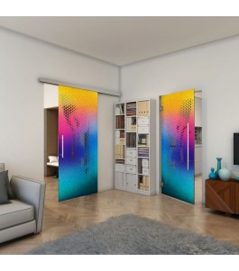 Glasschiebetür SLIM-LINE - Fineprint Model 120 Verlauf auf Grauglas