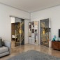 Glasschiebetür SLIM-LINE - Fineprint Modell 126 Gold auf Grauglas