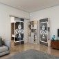 Glasschiebetür SLIM-LINE - Fineprint Modell 135 Weiss auf Grauglas Glasschiebetür SLIM-LINE - Fineprint Modell 135 Weiss auf Grauglas