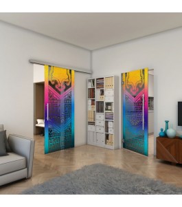 Glasschiebetür SLIM-LINE - Fineprint Model 156 Verlauf auf Grauglas