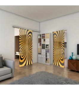 Glasschiebetür SLIM-LINE - Fineprint Model 189 Gold auf Grauglas