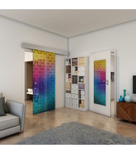 Glasschiebetür ECO-LINE - Fineprint Model 001 Verlauf auf Grauglas